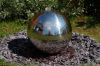H120cm Polished Sphere Stainless Steel Water Feature with Lights | Indoor/Outdoor Use by Ambienté